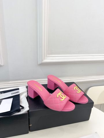 Dép cao gót chanel* cao 6cm da bê trần vân đẹp sang VIP 1:1