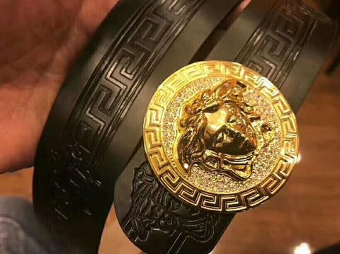 Belt nam VERSACE bản 3,8cm mặt tròn nạm đá đẹp