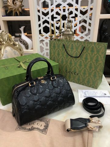 Túi xách nữ GUCCI* da bò dập nổi hoạ tiết logo kèm quai bản to