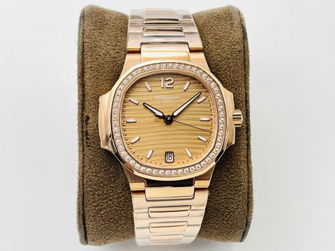 Đồng hồ nữ Patek* Philippe* dây kim loại case 35,2mm mặt nạm kim cương máy cơ đẹp sang VIP 1:1