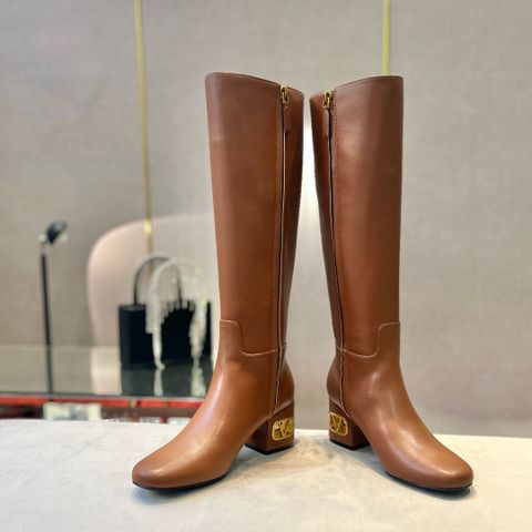 Boot VALENTINO* cổ cao gần gối da bê xịn gót vuông cao 6cm VIP 1:1