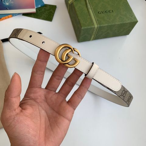 Belt nữ GUCCI* bản 3,2cm dây hoạ tiết logo phối da lỳ đẹp cao cấp