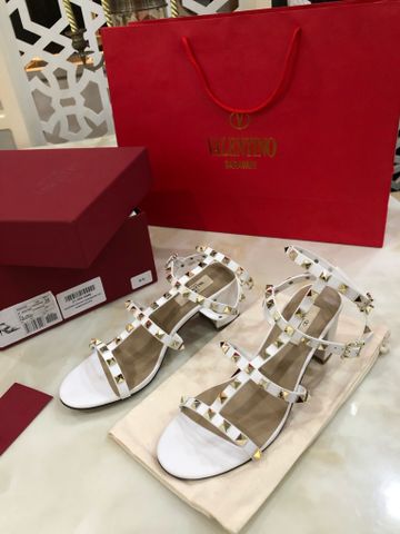 Sandal cao gót valentino* gót vuông quai da bò tán đinh đẹp sang Siêu Cấp