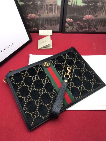 Clutch GUCCI nam nữ size 30cm da lộn hoạ tiết logo cao cấp