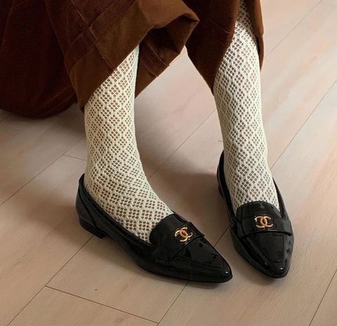 Giày nữ Loafer chanel* mũi nhọn da bóng mẫu mới đẹp VIP 1:1