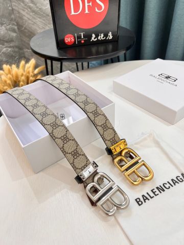 Belt nam nữ BALENCIAGA* x GUCCI* dây hoạ tiết logo lót da nâu kiểu đẹp cao cấp