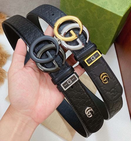 Belt nam GUCCI* dây da bò dập hoạ tiết Logo bản 3,8cm