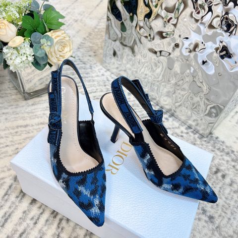 Giày cao gót Dior* chất vải hoạ tiết báo xanh màu mới đẹp sang