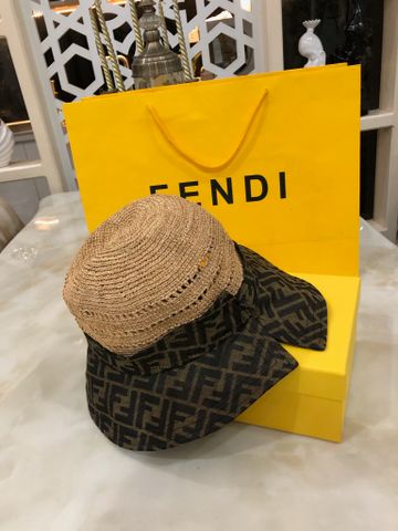 Mũ nữ FENDI* chất cói phối vải hoạ tiết logo đẹp cao cấp