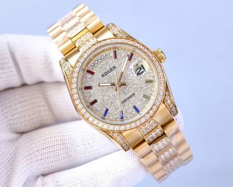 Đồng hồ nữ rolex dây kim loại nạm kim