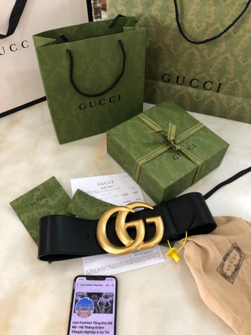 Belt nữ GUCCI* bản to 7cm da bò mặt logo vàng đồng siêu đẹp sang SIÊU CẤP