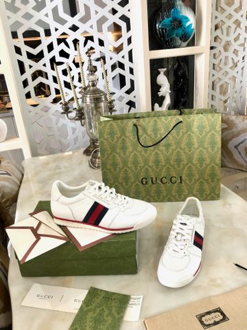 Giày thể thao nam GUCCI* SIÊU CẤP da bò dập hoạ tiết Logo sọc màu đẹp