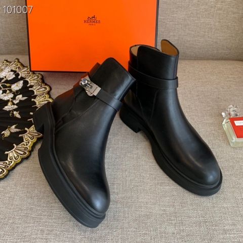 Boot nữ Hermes* khoá bạc da bò lỳ mềm đẹp SIÊU CẤP