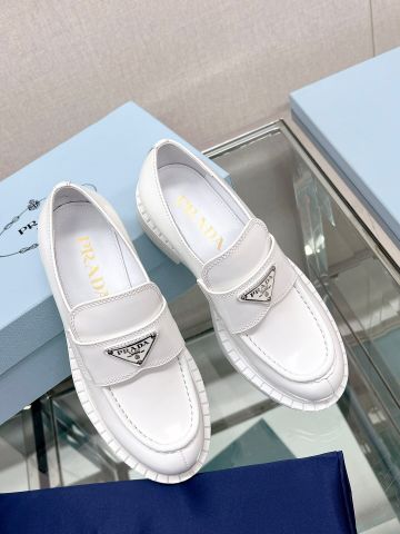 Giày nữ PRADA* da bóng đế cao 4cm đẹp VIP 1:1