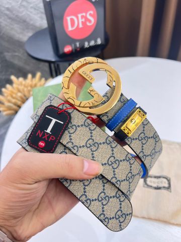 Belt nam GUCCI* bản 3,8cm dây dùng 2 mặt hoạ tiết Logo và mặt da nhám