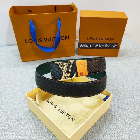 Belt nam LV* bản 3,8cm dây da dùng 2 mặt