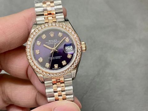 Đồng hồ nữ rolex* dây kim loại case 28mm viền kim đẹp sang VIP 1:1