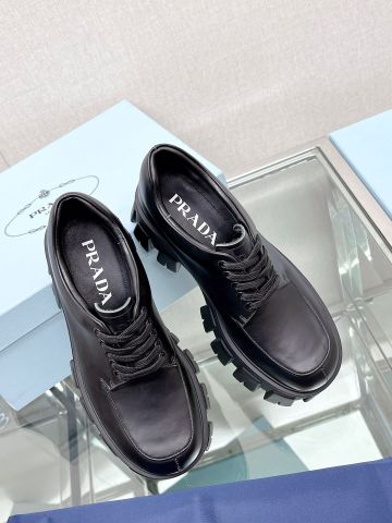 Giày nữ PRADA* buộc dây cao 6cm da bò dáng khoẻ đẹp dễ đi VIP 1:1