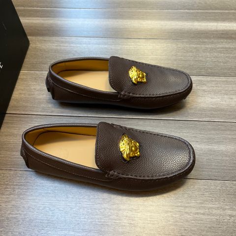 Giày lười VERSACE* da bò lỳ Logo vàng đẹp SIÊU CẤP