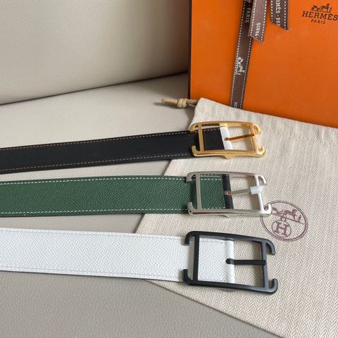 Belt nam nữ HERMES* bản 3,2cm Dây da sử dụng được cả hai mặt đẹp và tiện lợi