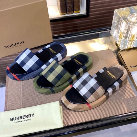 Dép nam nữ BURBERRY* chất vải kẻ lót đế da bò đẹp cao cấp