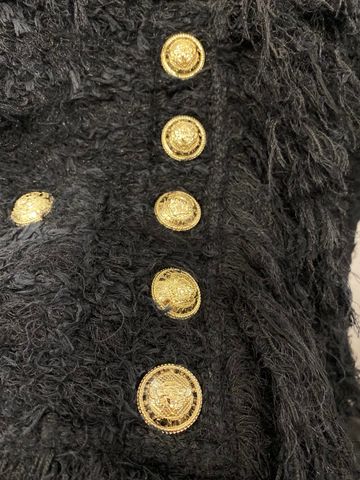 Áo khoác nữ BALMAIN* tweed lông khuy vàng kiểu độc