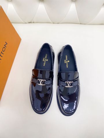 Giày nam Loafer LV* da bóng phối Monogram nâu SIÊU CẤP