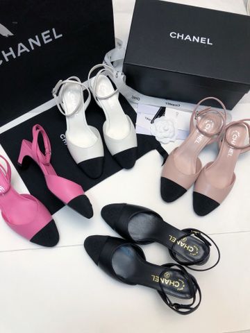 Giày sandal CHA*NEL* hở gót cao 4,5cm đẹp sang VIP 1:1