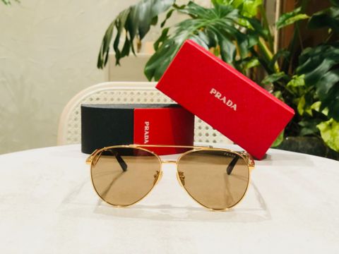 Kính nam nữ PRADA* mắt tròn gọng kim loại đẹp sang VIP 1:1