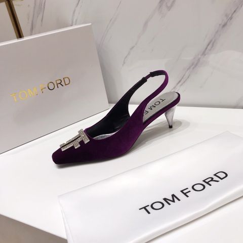 Giày cao gót TOM FORD cao 6,5cm nhung logo đính đá