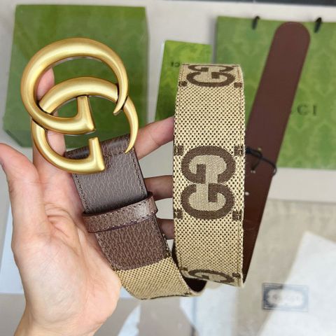 Belt nam GUCCI* hoạ tiết Logo nâu bản 4cm