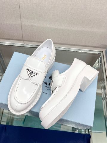 Giày nữ PRADA* da bóng đế cao 4cm đẹp VIP 1:1