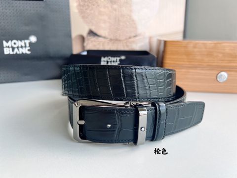 Belt nam Mont* Blanc* bản 3,5cm dây vân cá sấu và da bò mềm đẹp cao cấp