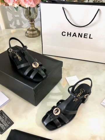 Giày sandal chanel* gót vuông cao 6,5cm dáng đẹp sang VIP 1:1