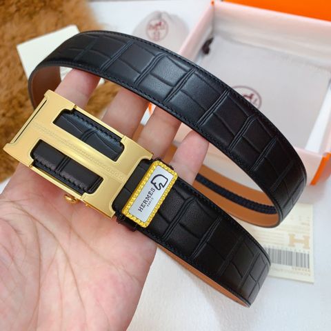 Belt nam HERMES* dây vân cá sấu khoá bấm cao cấp