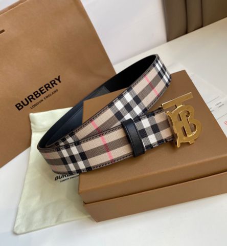 Belt nam BURBERRY* bản 3,5cm hoạ tiết kẻ cao cấp