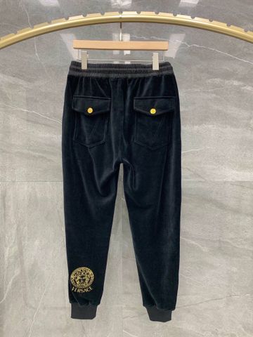 Quần jogger nam nhung VERSACE* phối vải hoạ tiết logo nổi đẹp