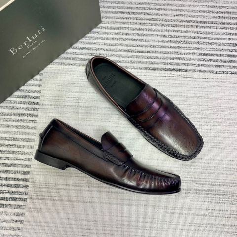 Giày nam Loafer BERLUTI* da bò dập chữ kiểu đẹp lịch lãm VIP 1:1