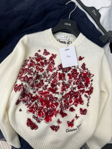 Áo len nữ Dior* thêu hoa đỏ đẹp VIP 1:1