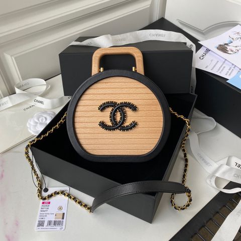 Túi hộp gỗ chanel* dáng tròn viền da cừu đẹp độc VIP 1:1