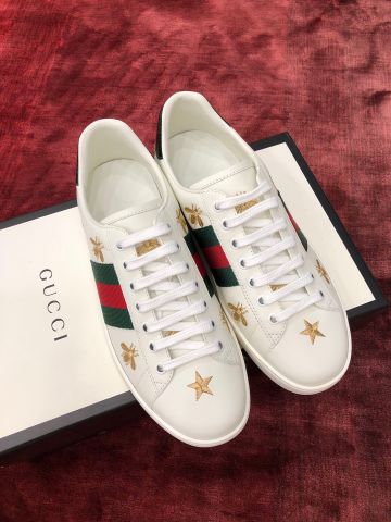 Giày thể thao nam nữ GUCCI* da bò mềm thêu ong vàng đẹp