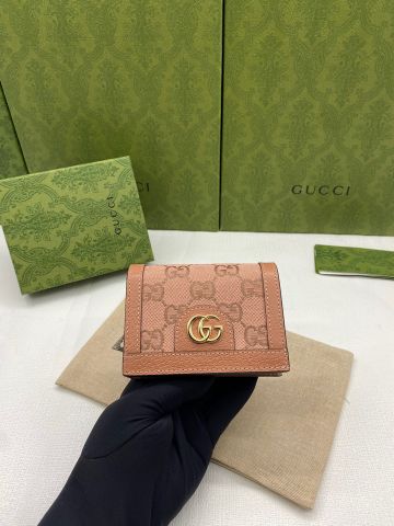 Ví nữ GUCCI* dáng nhỏ hoạ tiết Logo màu hồng đất đẹp SIÊU CẤP