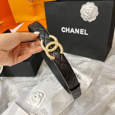 Belt nữ chanel* bản 3,4cm dây da bê trần trám dập chữ nổi cực đẹp sang cao cấp