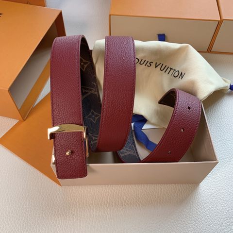 Belt nữ LV* bản 3cm dây hoạ tiết Monogram nâu dùng được cả hai mặt dây đẹp cao cấp