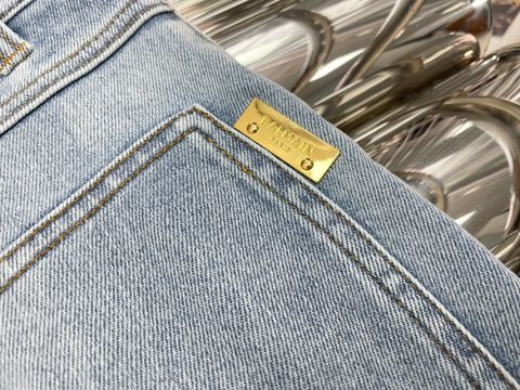 Chân váy jeans BALMAIN* dáng dài khuy vàng đẹp SIÊU CẤP