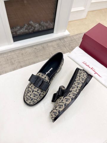 Giày nữ Loafer SALVATORE* hoạ tiết logo nơ đẹp VIP 1:1 chất lượng hàng đầu