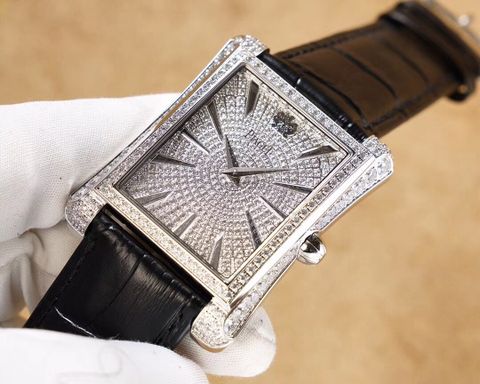 Đồng hồ nam piaget dây vân cá sấu mặt nạm full kim cương case vừa 36x46mm