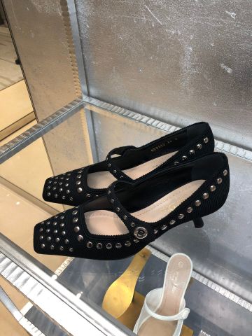 Giày cao gót Dior* mẫu mới cao 6cm chất vải đinh bạc kiểu đẹp sang VIP 1:1