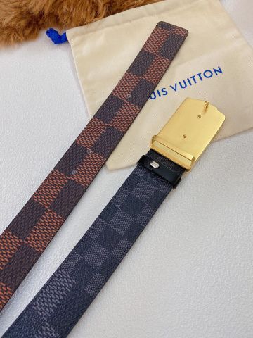 Belt nam LV* bản 4cm dây hoạ tiết karo phối màu kiểu đẹp