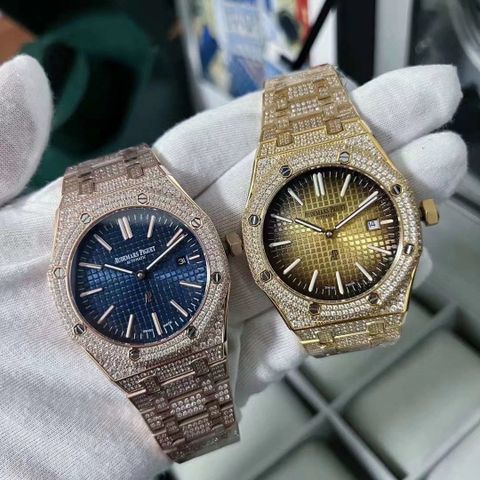 Đồng hồ nam Audemars* Piguet* dây kim loại nạm fulm kim cương máy cơ mặt có nhiều màu đẹp